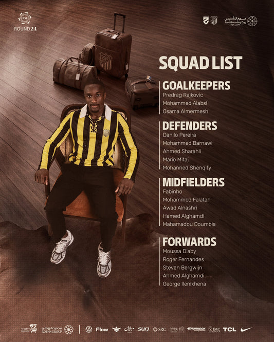 Al Ittihad Squad Announced for Al Qassim Trip vs Al Hazem